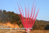 Дневной веерный салют розовый БС0715120-РТ Pink smoke tail with crackling mine 15 залпов купить и заказать в Ростове на Дону