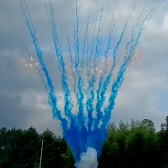 Дневной веерный салют для гендер-пати, синий дым с облаком искр в центре, Он или Она БСП0903612 купить в Ростове на Дону