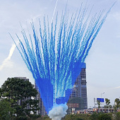 Дневная веерная батарея салютов Синий дым 100 залпов для гендер пати БСП3210012-С купить в Ростове на Дону