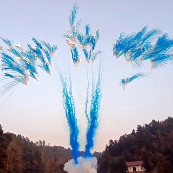 Дневной веерный салют для гендер-пати, синий дым и водопад, Наследник или наследница БСП2910012-С купить в Ростове на Дону